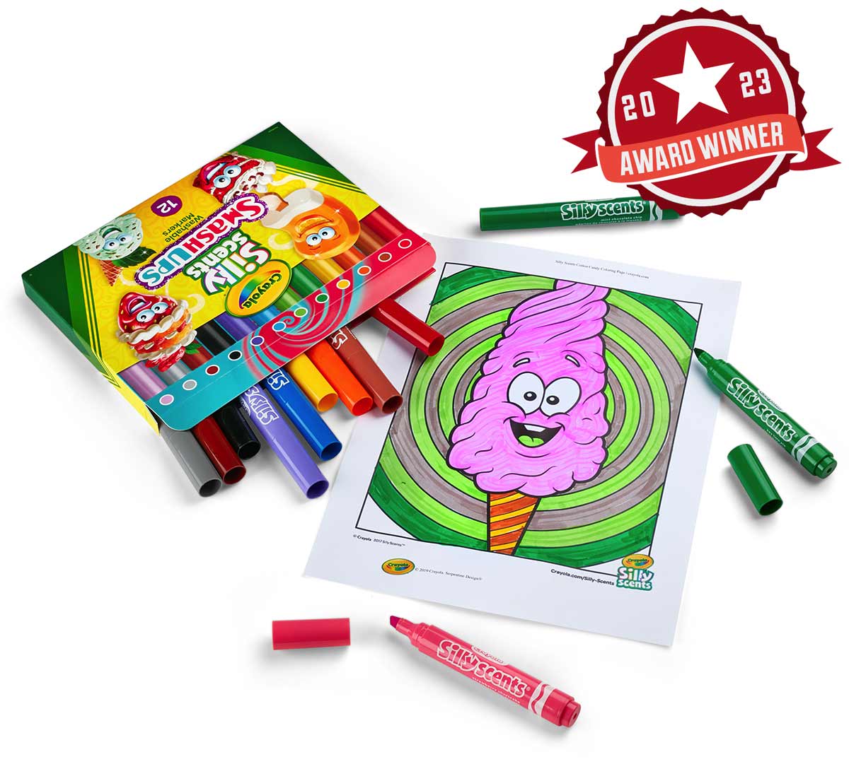 Crayola 12 Ct Silly Scents Smash Ups, Wedge Tip Scented Washable Markers - Marah Kids