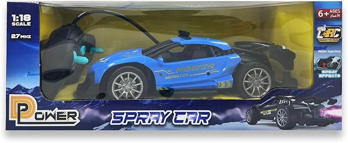 D - Power 1:18 R/C 4WD 27Mhz Spray Runner Car – Blue | Full Function Rechargeable RC Drift Vehicle | Ages 6 + - Marah Kids