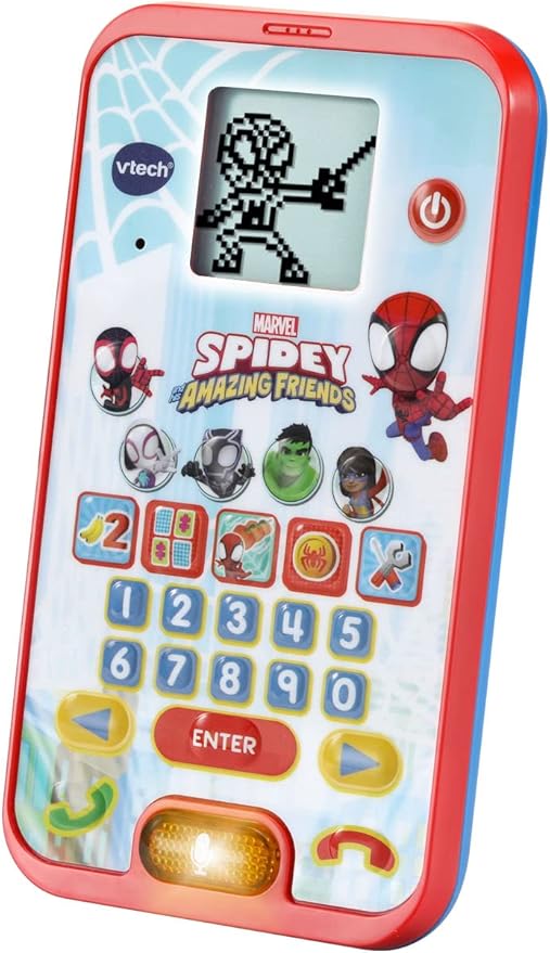 Vtech - Spidey and His Super Friends - Learning Phone (Multicolor) | With the Original Voice of Spidey and Exciting Educational Games | For Children Aged 3 - 6 Years + - Marah Kids
