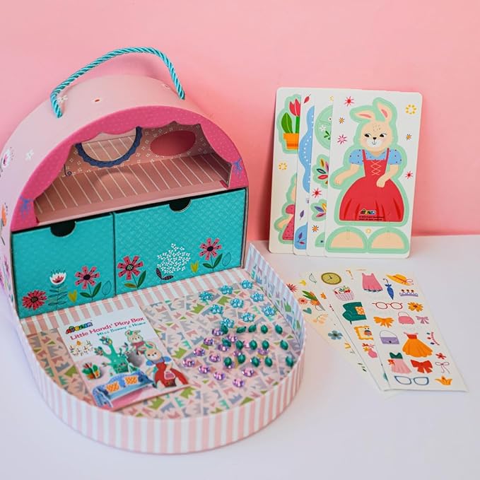 Avenir Little Hands' Play Box - Miss Bunny's Home Multicolour | 3D puzzle and laces to create an awesome bunny town | Ideal ages 3+ - Marah Kids
