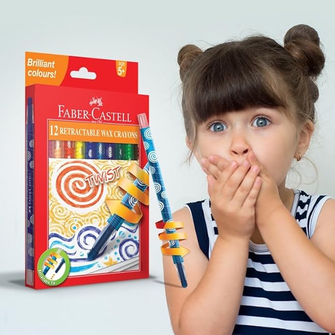 FABER - CASTELL RETRACTABLE WAX CRAYONS 12 COLOR - Marah Kids