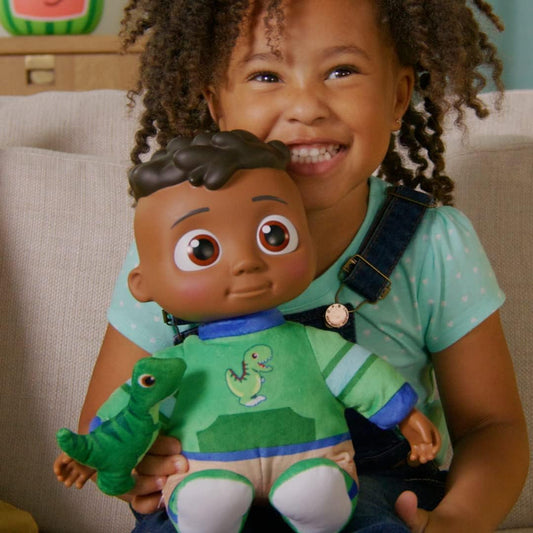 Cocomelon Plush Doll Roto My Friend Cody with Dinosaur 11 - Inches | Press the Tummy to Activate Musical Sounds & Phrases! - Marah Kids