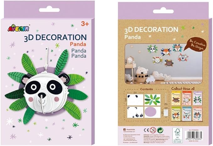 Avenir 3D Decoration - Panda Kit | Turn Your Wall into a Zoo! Create 3D Decorations with Pre - Cut Cardboard Puzzle Pieces | Thoughtful and Creative Gift Option for Kids 3+ - Marah Kids
