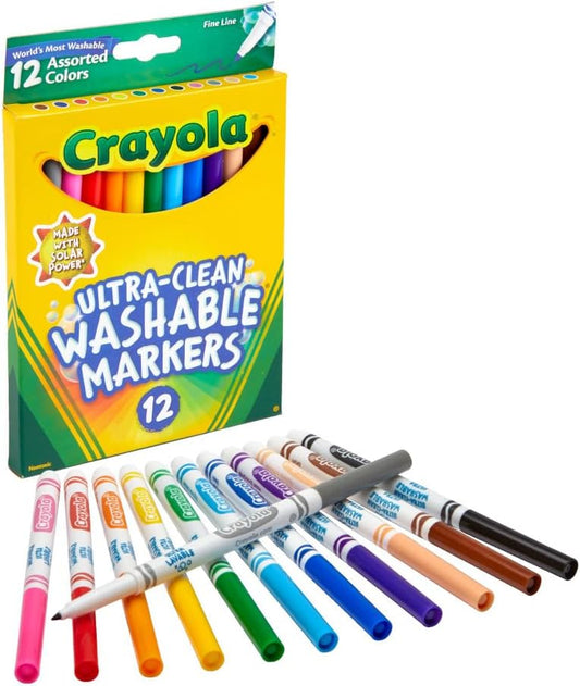 Crayola - 12 ct. Ultra - Clean Washable Assorted, Fine Line, ColorMax Markers - Marah Kids