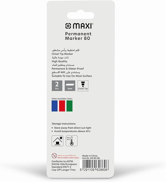 Maxi Permanent Marker Blister Of 2Pc - Black - Marah Kids