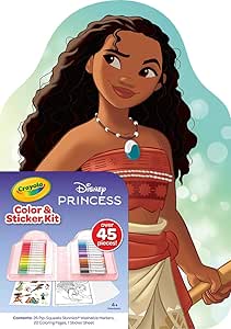 Crayola Disney Princess Color & Sticker Activity Set | 20 Coloring Pages & 26 Markers, Ages 3+ - Marah Kids