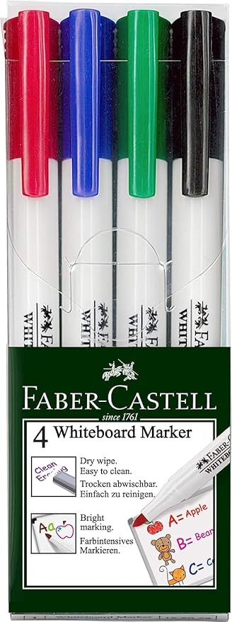 FABER - CASTELL WHITEBOARD MARKER CHISEL WALLET OF 4PC - Marah Kids