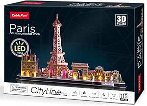 CUBIC FUN 3D PUZZLE LED CITYLINE PARIS 115PCS B/O - Marah Kids