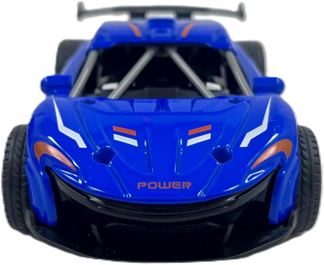 D - Power Diecast Pull Back with Sounds – 1:32 scale (Blue) | Pull Back with music, Battery Requires 3 button Cell | Perfect gifts for ages 3+ up - Marah Kids