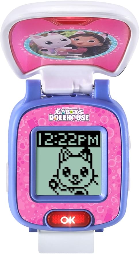 Vtech - Gabby's Dollhouse Pandy Paws' Paw - Tastic Watch - Multicolour | Cute wristwatch featuring Pandy Paws includes ten themed digital clock faces, a stopwatch, timer, alarm clock | Suitable ages for 3 + up - Marah Kids