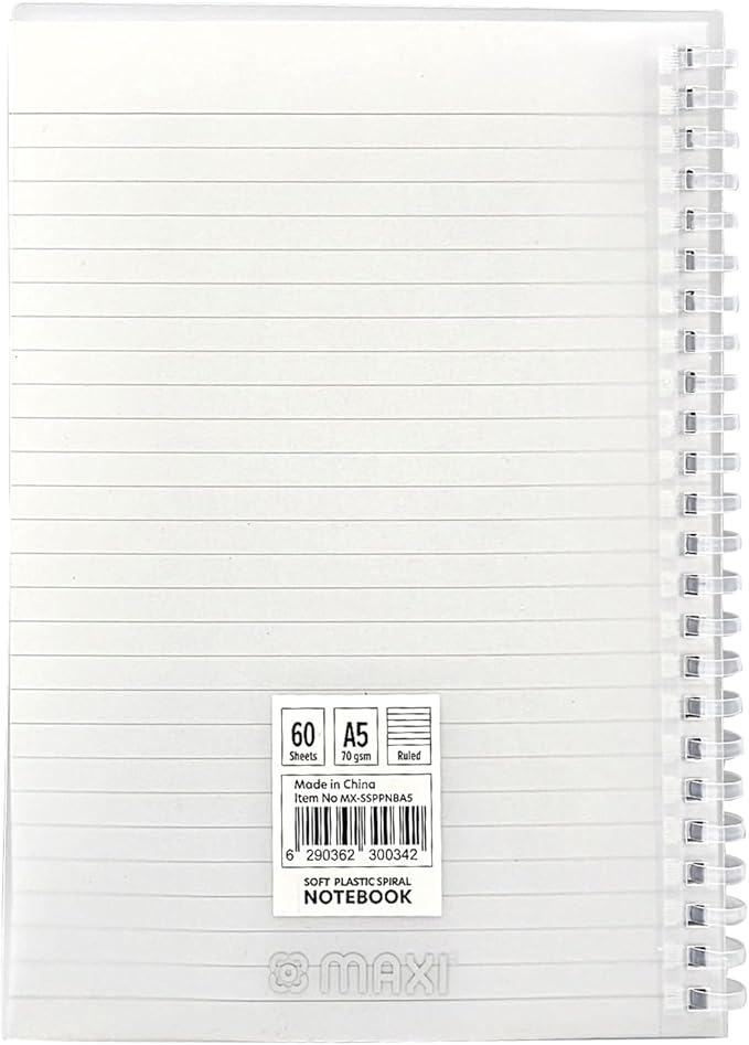 MAXI SOFT SPIRAL PP NOTEBOOK A5 60 SHEET5