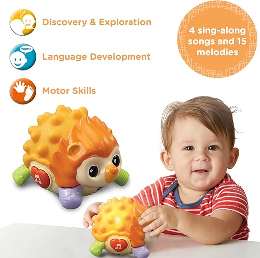 Vtech - Easy Squeezy Hedgehog | Baby, Interactive & Developmental Toy with Sounds and Music | For Boys & Girls, Suitable for Ages 3 Months+ - Marah Kids