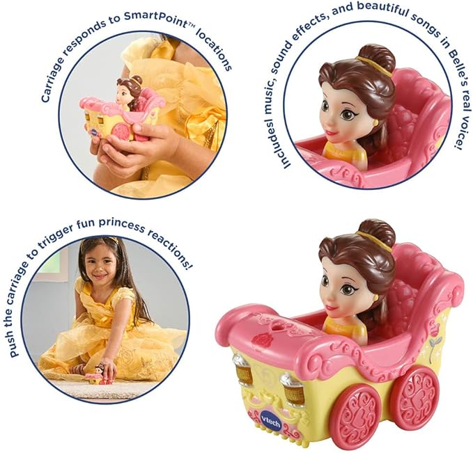 Vtech - Toot - Toot Drivers Belle's Enchanted Carriage, Disney Princess - Multicolour | Pretend Play Vehicle with Lights, Phrases and Songs, Interactive Toddler Toy | ideal for ages 12 Months, 2, 3, 4+ - Marah Kids
