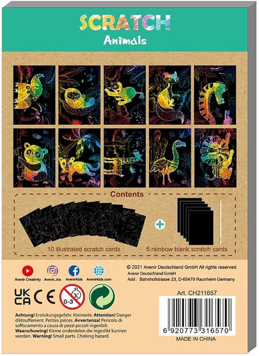 Avenir - Scratch Mini Book Animals | easy - to - use activity book is perfect for unleashing your child's imagination and creativity, while also fostering essential skills such as motor skills, hand - eye coordination, and manual dexterity | Ages 3+ - Marah Kids