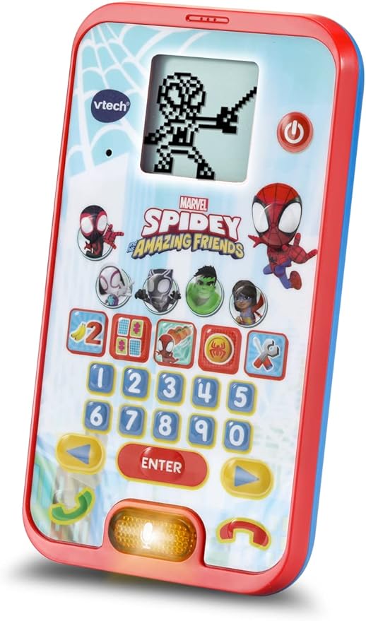 Vtech - Spidey and His Super Friends - Learning Phone (Multicolor) | With the Original Voice of Spidey and Exciting Educational Games | For Children Aged 3 - 6 Years + - Marah Kids