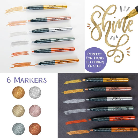 Crayola Signature Metallic Permanent Markers, 6 Count - Marah Kids