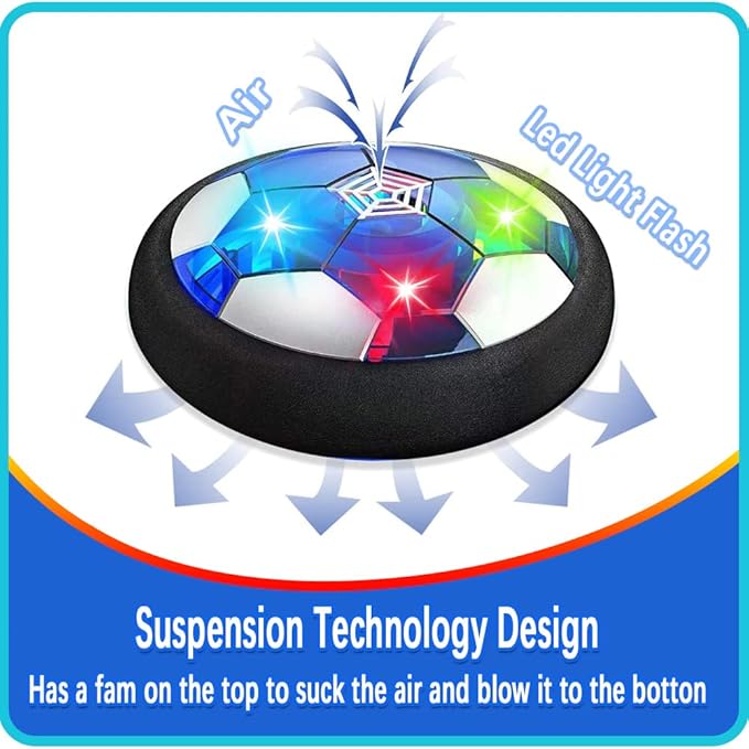 DBounce - USB Rechargeable Hover Soccer Ball with LED Lights | Indoor & Outdoor Air Football Game for Kids, Fun & Safe Hoverball Toy | Boys & Girls Aged 3+ - Marah Kids