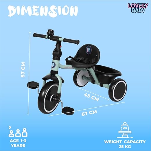 Lovely Baby Foldable Tricycle - Blue - Marah Kids