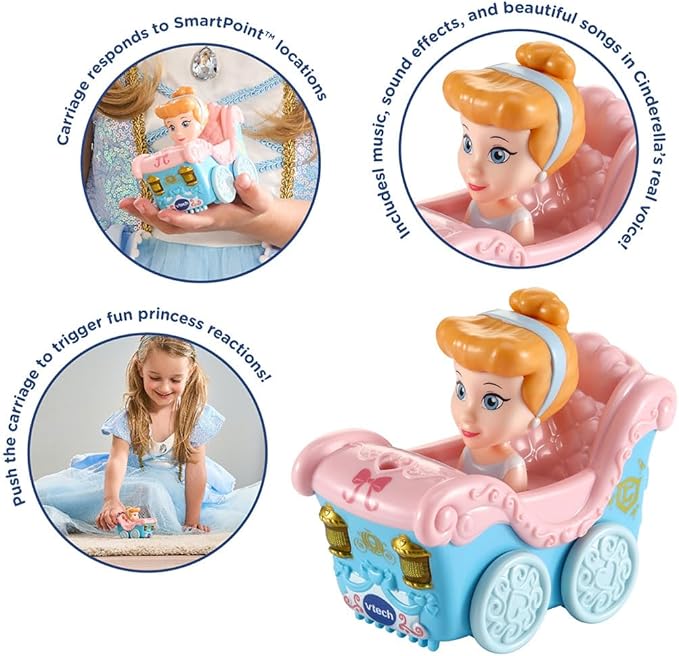 Vtech - Toot - Toot Drivers Cinderella's Enchanted Carriage, Disney Princess - Multicolour | Pretend Play Vehicle with Lights, Phrases and Songs, Interactive Toddler Toy | ideal for ages 12 Months, 2, 3, 4+ - Marah Kids