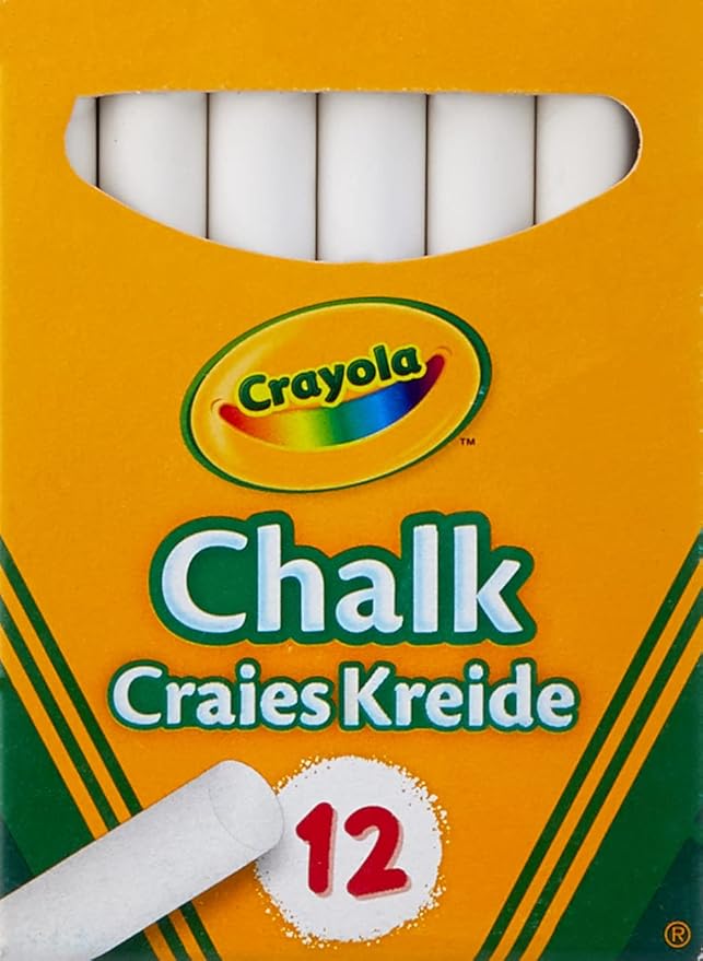 Crayola Anti-Dust White Chalk 12 Count (Pack Of 1) | Smooth Texture Makes Writing & Drawing On Blackboards Easy