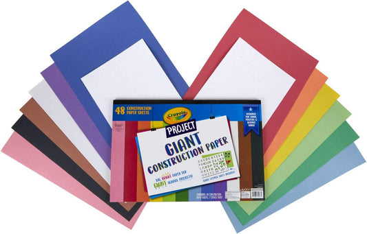 Crayola Giant Construction Paper with Stencils, 48 Count - Marah Kids