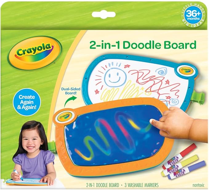 Crayola 2-In-1 Doodle Board, Toddler Drawing Board, Kids Drawing Tablet, Travel Activity, Toddler Toy, Gift For Toddler, 3+