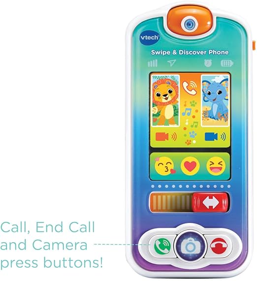 VTech Swipe & Discover Phone, Play Phone for Baby Girls & Boys, Interactive Toy with Lights and Sounds, Phone Toys for Babies, Learning Toy with Animals and Numbers, Ages 6 Months+, English Version - Marah Kids