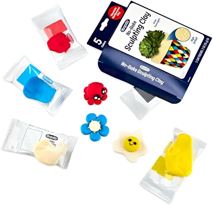 Crayola No-Bake Sculpting Clay 5-Pack – Air-Dry Modeling Clay In Primary Colors, Non-Toxic, For Kids Ages 4+