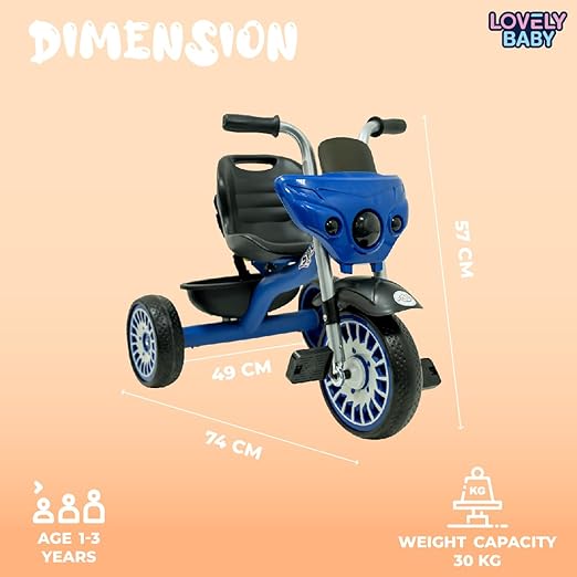 Lovely Baby Elgo Smart Tricycle - Blue - Marah Kids
