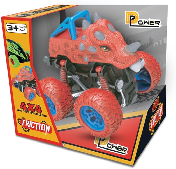 D - Power - Inertia Dinosaur Fleet Toy - Red | Stunt Cars, No Batteries, Perfect Gift for Kids | 3+ - Marah Kids
