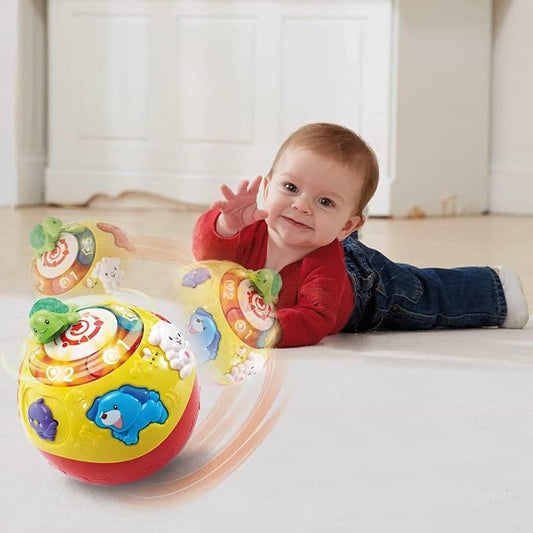 Vtech - Crawl & Learn Bright Magical Lights Ball - Multicolour | Moving ball! Press the chunky buttons to meet the animals, learn numbers, and hear 4 songs and 12 melodies | Suitable ages 6 m + up - Marah Kids