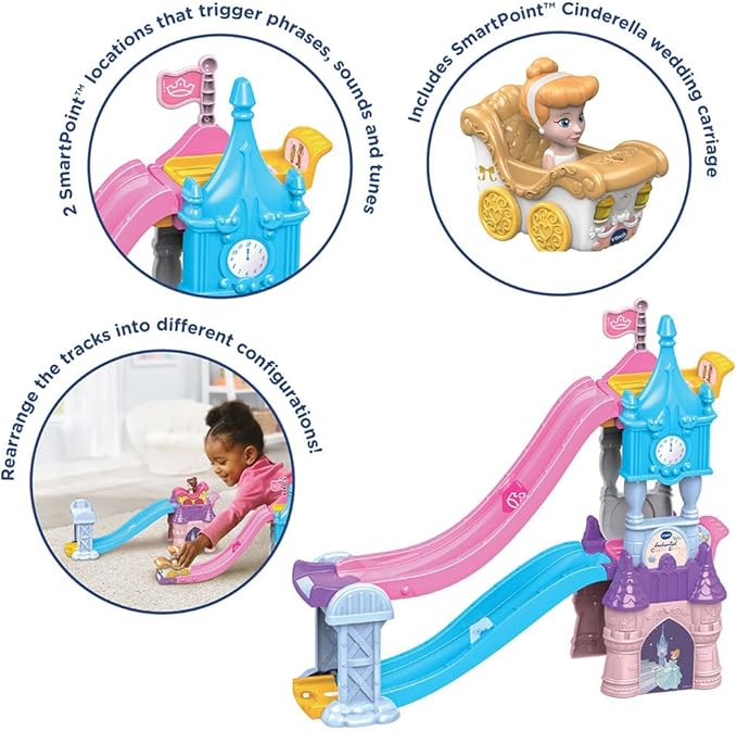 Vtech - Toot - Toot Drivers Enchanted Castle Slide, Disney Princess Playset - Multicolour | with Included Cinderella Vehicle, Lights, Phrases, Songs, Interactive | Ideal for ages 1 - 5 + up - Marah Kids
