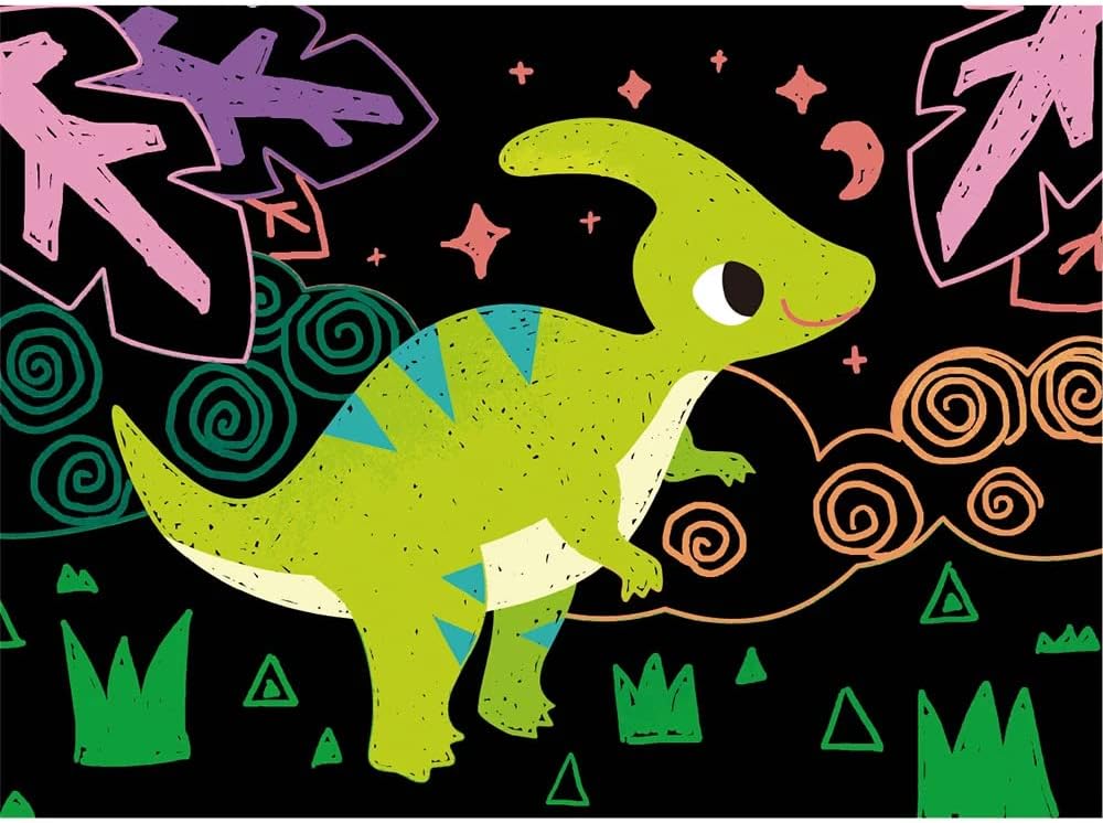 Avenir Scratch Junior My Dinosaur Friends Multicolour | Scratch the paper sheets to create colorful designs | Ages 3+ - Marah Kids