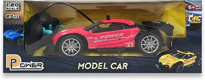 D - Power 1:20 R/C 4WD 27Mhz Racing Car Rechargeable Remote Control – Red | Ages 6+ up - Marah Kids
