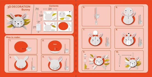 Avenir 3D Decoration - Bunny Kit | Turn Your Wall into a Zoo! Create 3D Decorations with Pre - Cut Cardboard Puzzle Pieces | Thoughtful and Creative Gift Option for Kids 3+ - Marah Kids