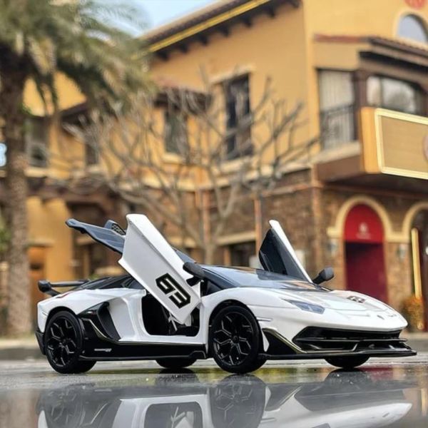 D - power MSZ – Lamborghini Aventador SVJ - White| Die - Cast Replica, Ultimate Collector's Item, Super Cars | Toy Vehicles, Metal Toy Car Model - Pull Back Collection | Size - 1:32, For Kids 3+ - Marah Kids