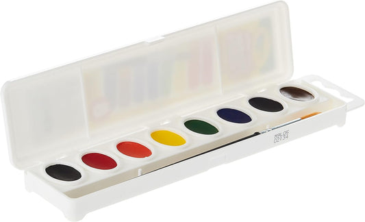 Crayola - 8 Semi - moist Oval Watercolor Pans, 1 Taklon Brush - Marah Kids