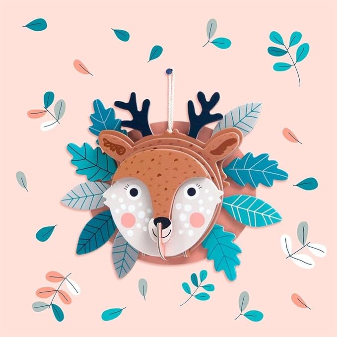 Avenir 3D Decoration - Deer Kit | Turn Your Wall into a Zoo! Create 3D Decorations with Pre - Cut Cardboard Puzzle Pieces | Thoughtful and Creative Gift Option for Kids 3+ - Marah Kids