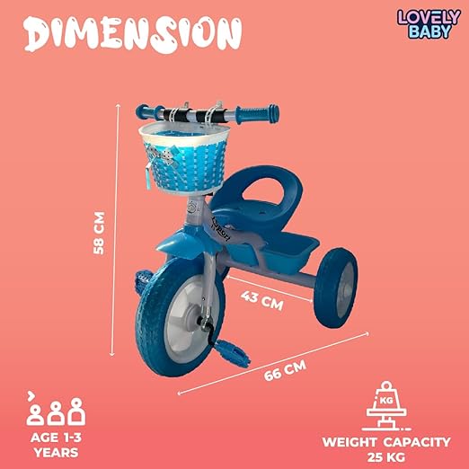 Lovely Baby Plug & Play Tricycle - Blue - Marah Kids