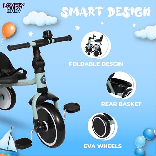 Lovely Baby Foldable Tricycle - PInk - Marah Kids