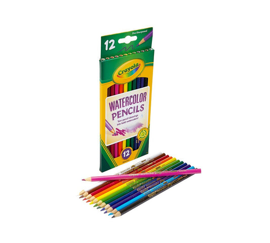 Crayola Watercolour Pencils, 12 Count Create watercolor effects by laying down dry color and using a paintbrush (not included) | ages 5 & up. - Marah Kids