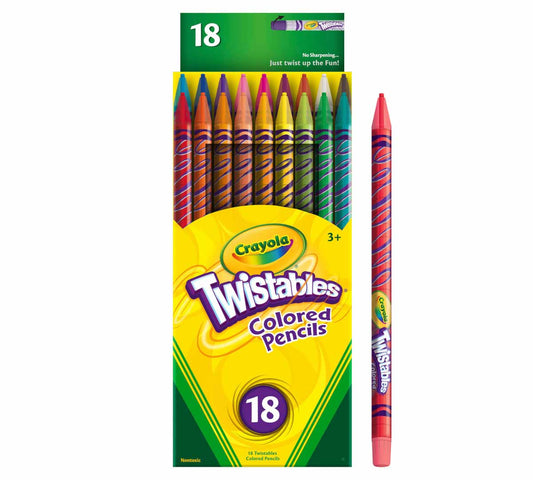 Crayola Twistable Color Pencils 18 Ct in assorted colors | fun and easy way to color and create | Just twist and color, no sharpening or peeling required | ages 4 and up - Marah Kids