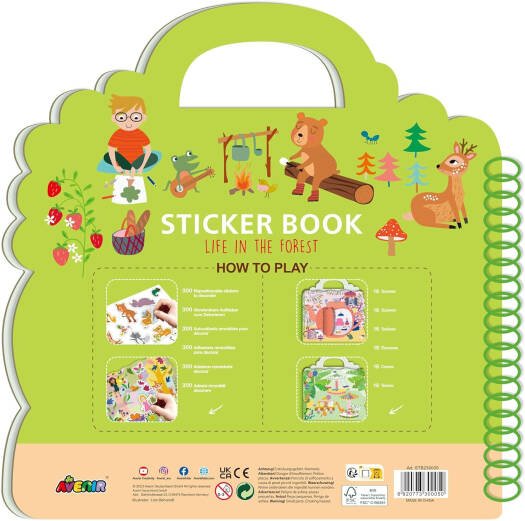 Avenir - Sticker Book Life in the Forest Multicolour | Easy, mess - free and fun! Convenient carry handle and beautiful illustrations | Peel off the stickers | Convenient carry handle | Ages 3+ - Marah Kids