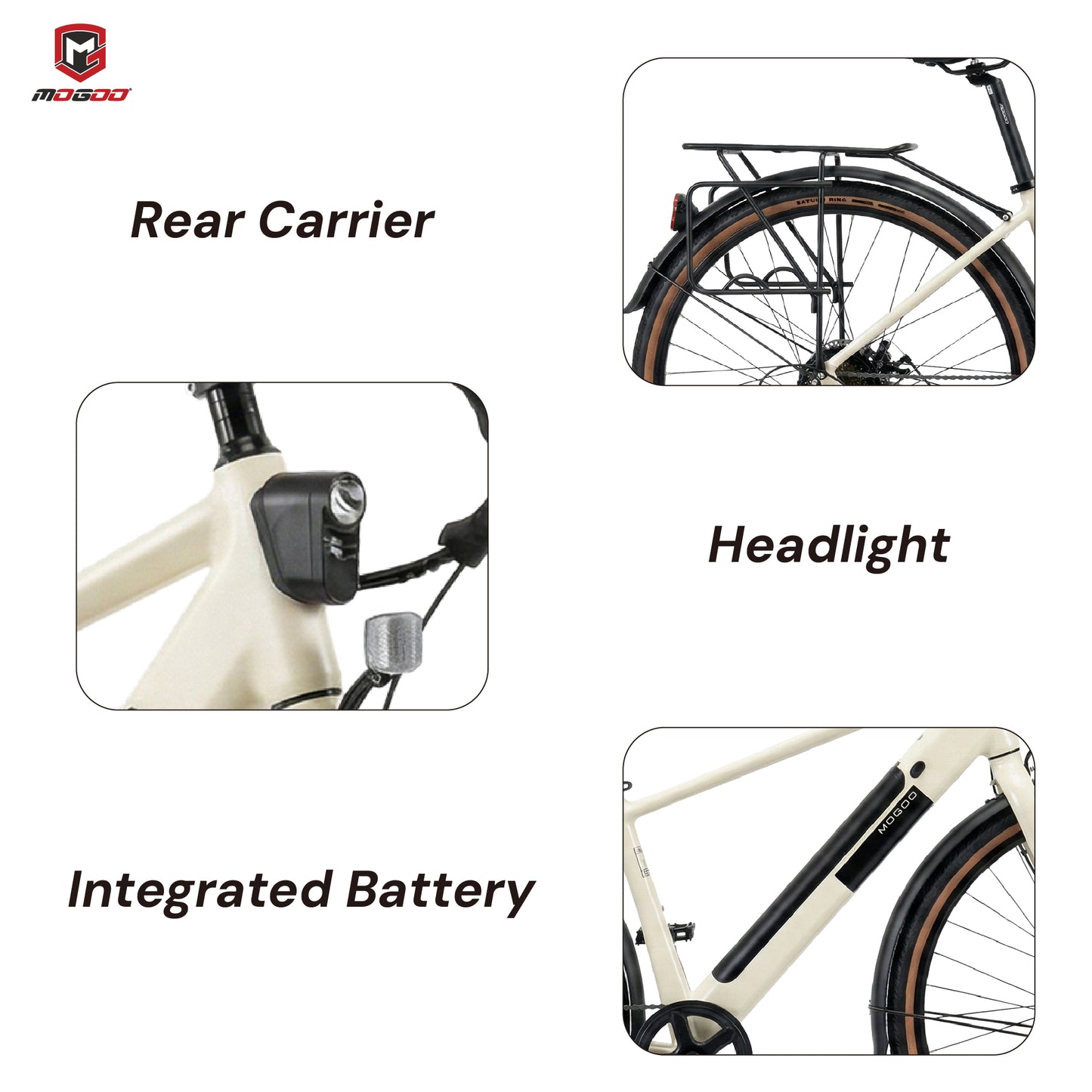 Mogoo Nomad 700c E-Hybrid Bike - White