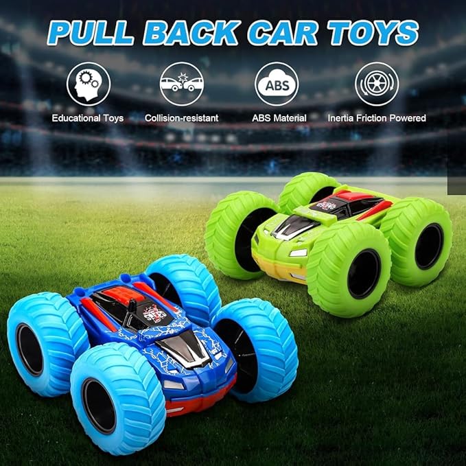 D - Power - Double - Sided Friction - Powered Monster Truck | Durable ABS, No Batteries Required – Green | Age 3+ - Marah Kids