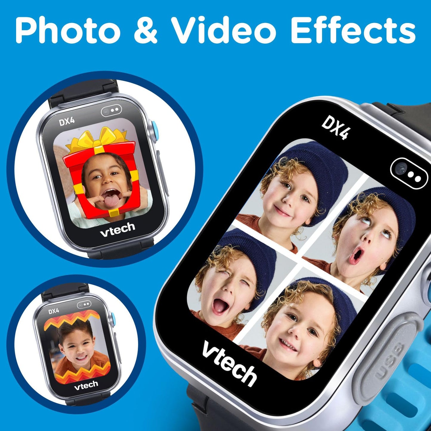 VTech Kidizoom Smartwatch DX4 Black | Camera, Games & Voice 3+