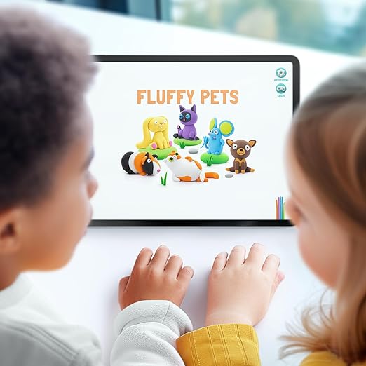 Hey Clay - FLUFFY PETS Colourful modelling air - dry clay, 15 cans with fun interactive app for kids 3 years + - Marah Kids