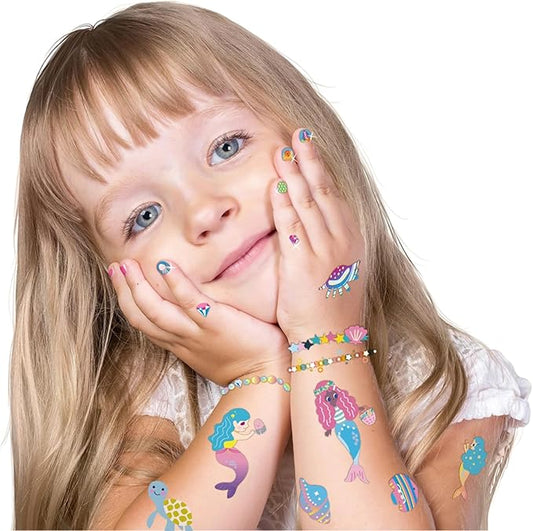 Avenir Nail Stickers and Tattoos - Mermaid | Trendy Themed Designs! Over 260 Colorful and Temporary Stickers & Tattoos for Fashionable Kids - Easy to Use and Remove - Perfect Fashion Activity & Ideal Gifts for Girls 3+ - Marah Kids
