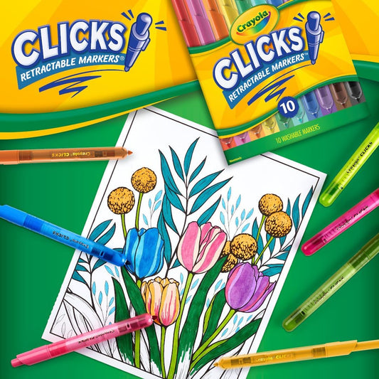 Crayola Super Clicks Retractable Markers, 10 Count - Marah Kids