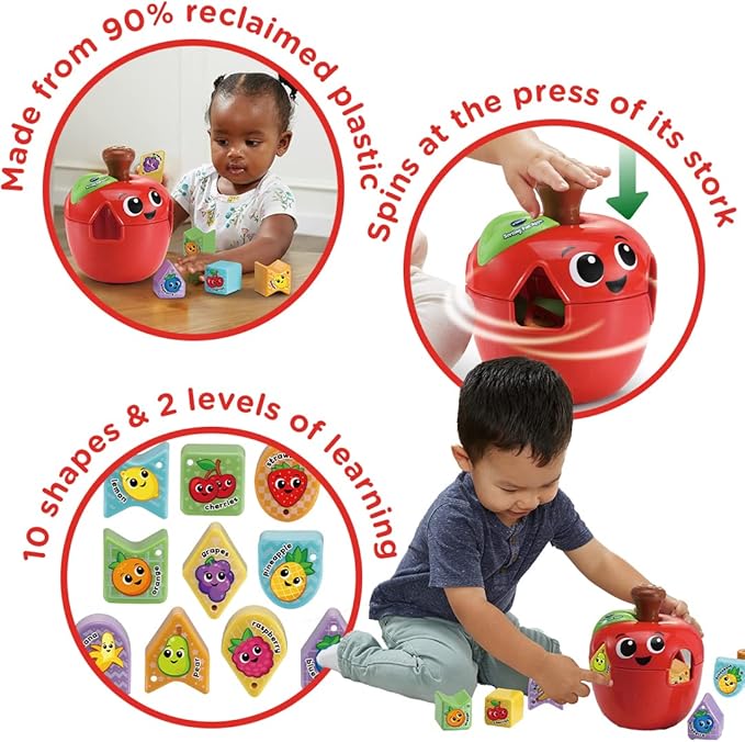 VTech Sorting Fun Apple, Shape Sorter, Educational Learning Toy, Birthday Gift for Kids aged 1, 2, 3 years - Marah Kids